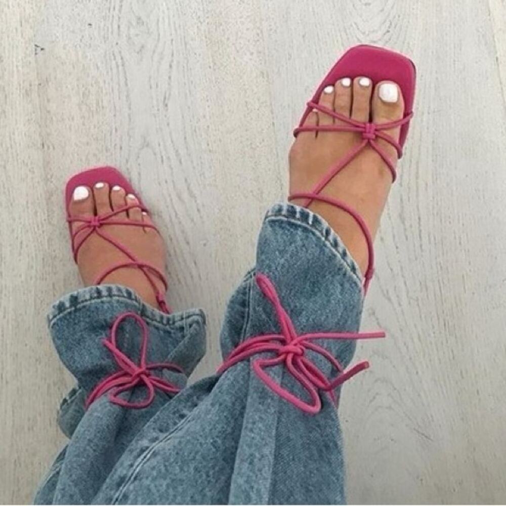 ZARA TIED HEELED SANDALS - Picture 1 of 3